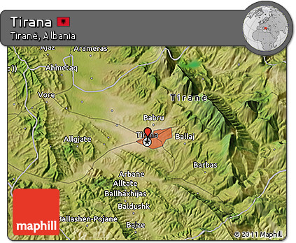 Satellite 3D Map of Tirana
