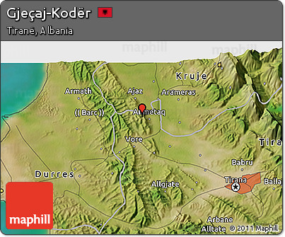 Satellite 3D Map of Gjeçaj-Kodër