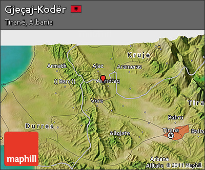 Satellite 3D Map of Gjeçaj-Kodër