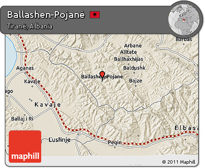 Shaded Relief 3D Map of Ballashen-Pojanë