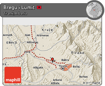 Shaded Relief 3D Map of Bregu I Lumit