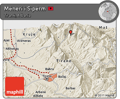 Shaded Relief 3D Map of Mëneri I Sipërm