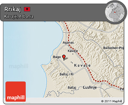 Shaded Relief 3D Map of Rrikaj