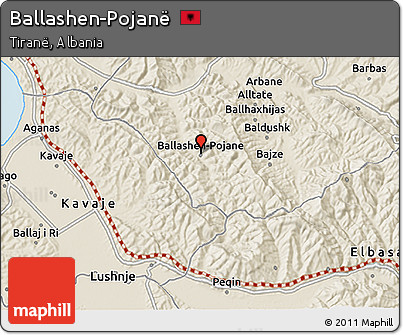Shaded Relief 3D Map of Ballashen-Pojanë