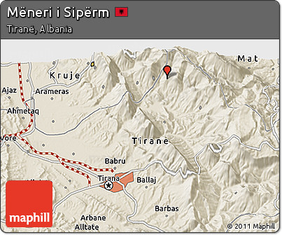 Shaded Relief 3D Map of Mëneri I Sipërm