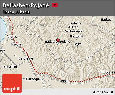 Shaded Relief 3D Map of Ballashen-Pojanë