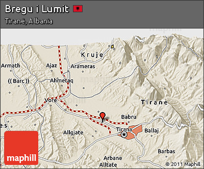 Shaded Relief 3D Map of Bregu I Lumit