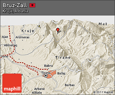 Shaded Relief 3D Map of Bruz-Zall