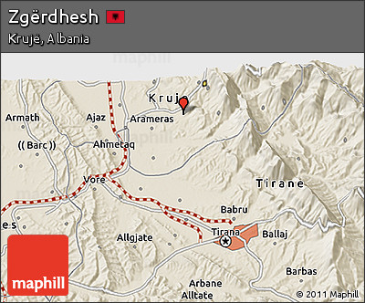 Shaded Relief 3D Map of Zgërdhesh