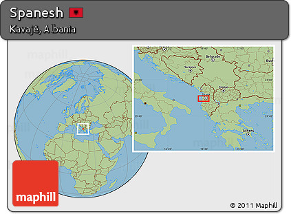 Savanna Style Location Map of Spanesh