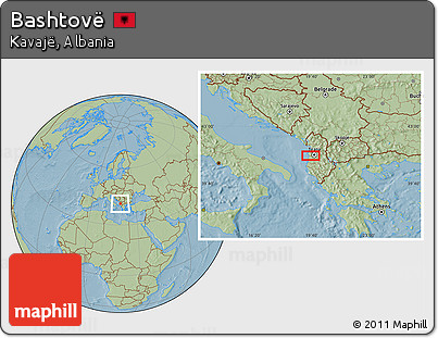 Savanna Style Location Map of Bashtovë, hill shading