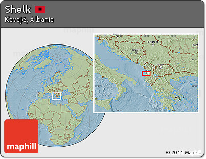 Savanna Style Location Map of Shelk, hill shading