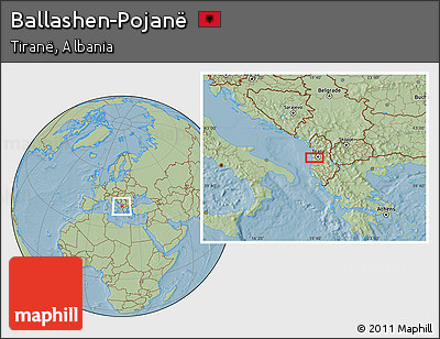Savanna Style Location Map of Ballashen-Pojanë, hill shading