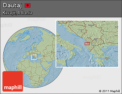 Savanna Style Location Map of Dautaj, hill shading
