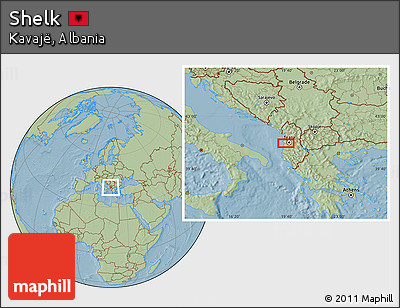 Savanna Style Location Map of Shelk, hill shading