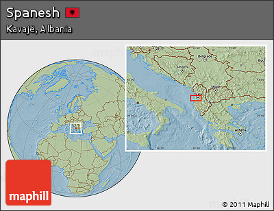 Savanna Style Location Map of Spanesh, hill shading