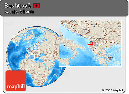Shaded Relief Location Map of Bashtovë