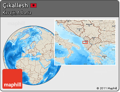 Shaded Relief Location Map of Çikallesh