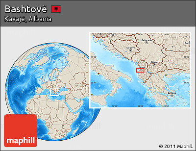 Shaded Relief Location Map of Bashtovë