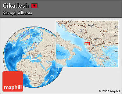 Shaded Relief Location Map of Çikallesh