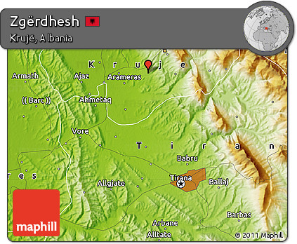 Physical Map of Zgërdhesh