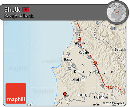 Shaded Relief Map of Shelk