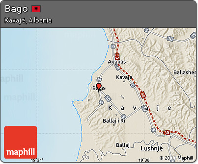 Shaded Relief Map of Bago