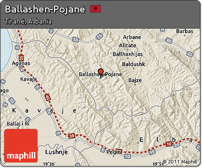 Shaded Relief Map of Ballashen-Pojanë