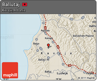 Shaded Relief Map of Ballutaj