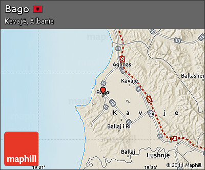 Shaded Relief Map of Bago