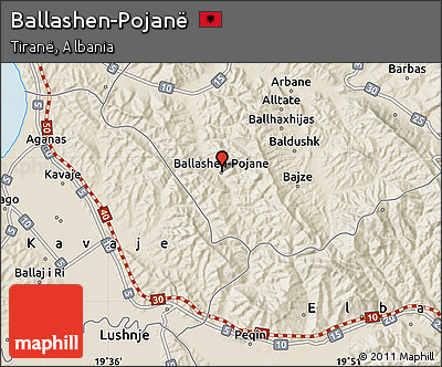 Shaded Relief Map of Ballashen-Pojanë