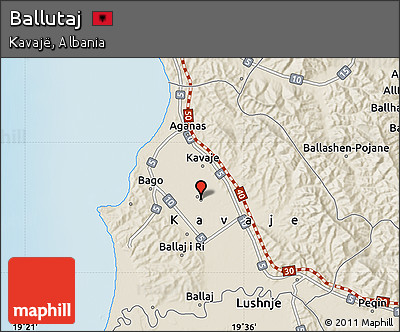 Shaded Relief Map of Ballutaj