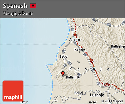 Shaded Relief Map of Spanesh