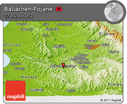 Physical Panoramic Map of Ballashen-Pojanë