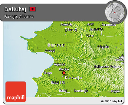 Physical Panoramic Map of Ballutaj