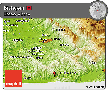 Physical Panoramic Map of Bishqem