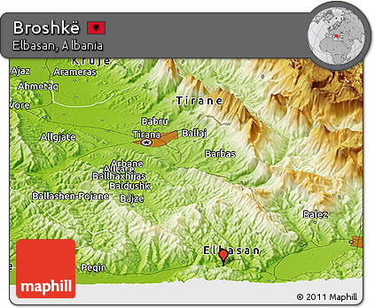 Physical Panoramic Map of Broshkë