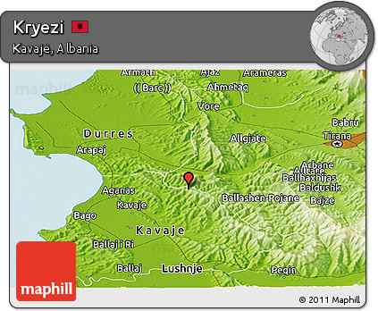 Physical Panoramic Map of Kryezi