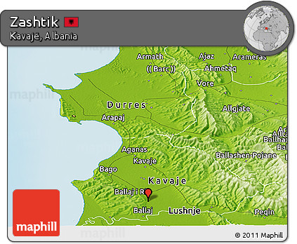 Physical Panoramic Map of Zashtik