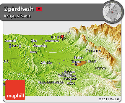 Physical Panoramic Map of Zgërdhesh