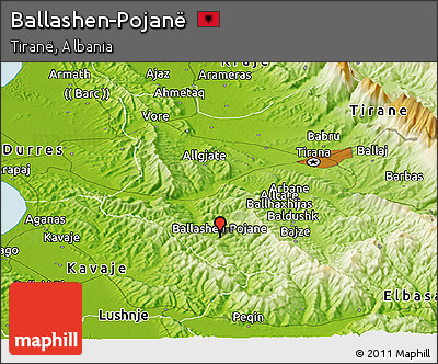 Physical Panoramic Map of Ballashen-Pojanë