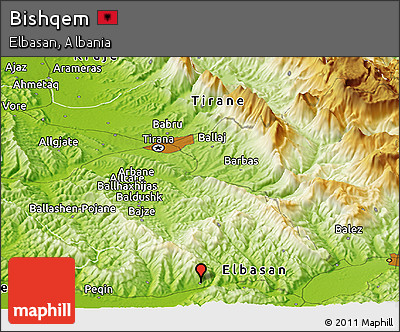 Physical Panoramic Map of Bishqem