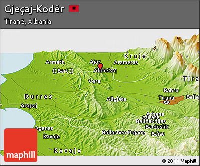 Physical Panoramic Map of Gjeçaj-Kodër