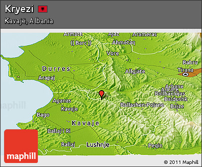 Physical Panoramic Map of Kryezi