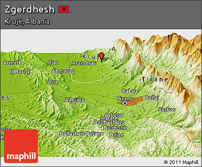 Physical Panoramic Map of Zgërdhesh