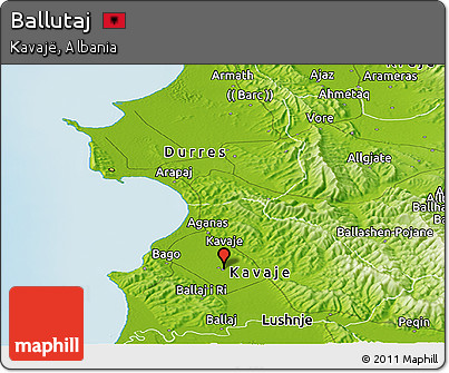 Physical Panoramic Map of Ballutaj