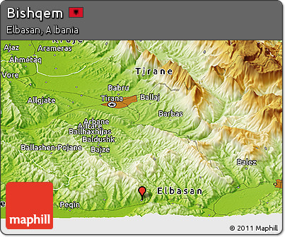 Physical Panoramic Map of Bishqem