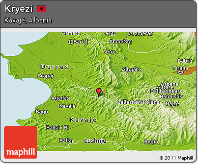 Physical Panoramic Map of Kryezi