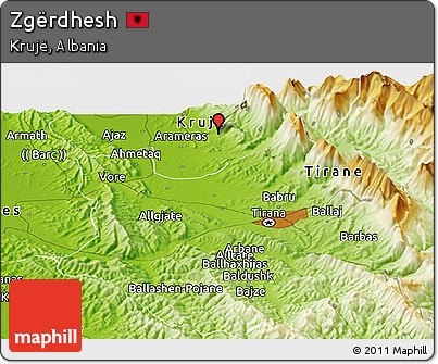 Physical Panoramic Map of Zgërdhesh
