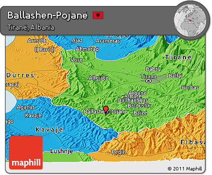 Political Panoramic Map of Ballashen-Pojanë